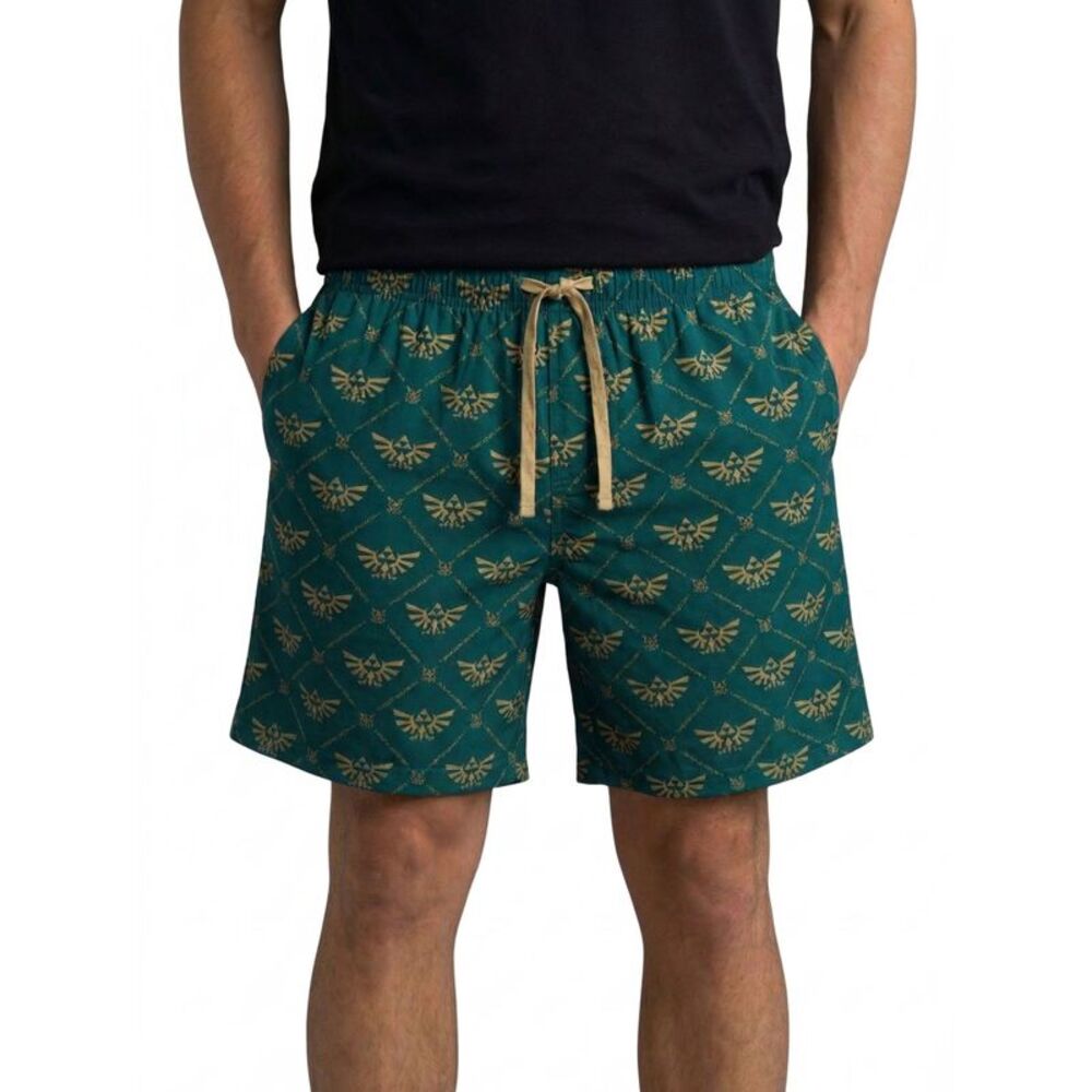 Mens Nintendo The Legend of Zelda Sleep Shorts Royal Crest Allover Print Pajamas